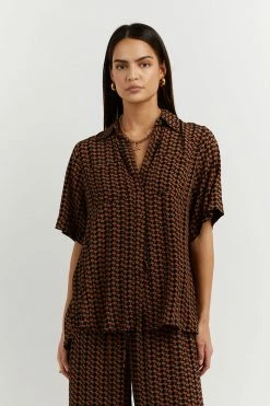 DISSH Boutiques CLOTHING FAME BLACK CHOC GEO VACATION SHIRT
