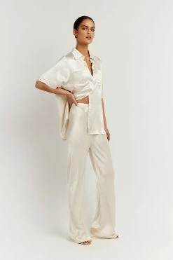 DISSH Boutiques SIMONE PEARL SATIN VACATION SHIRT