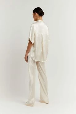 DISSH Boutiques SIMONE PEARL SATIN VACATION SHIRT
