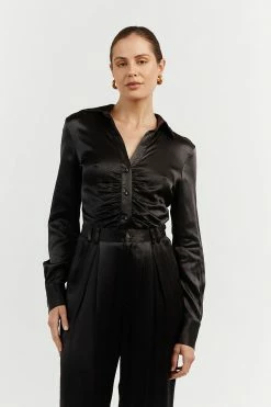 DISSH Boutiques SIMONE BLACK GATHERED SHIRT