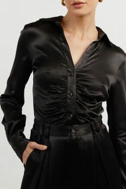 DISSH Boutiques SIMONE BLACK GATHERED SHIRT