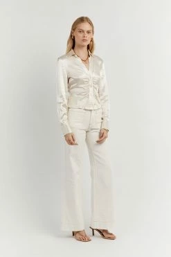 DISSH Boutiques CLOTHING SIMONE PEARL GATHERED SHIRT