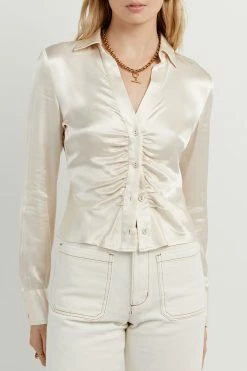 DISSH Boutiques CLOTHING SIMONE PEARL GATHERED SHIRT