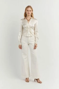 DISSH Boutiques CLOTHING SIMONE PEARL GATHERED SHIRT