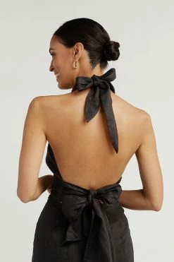 Best Pirce ⌛ DISSH Boutiques TOPS ESME BLACK LINEN CROP TOP ⭐ 14 DISSH Boutiques TOPS ESME BLACK LINEN CROP TOP