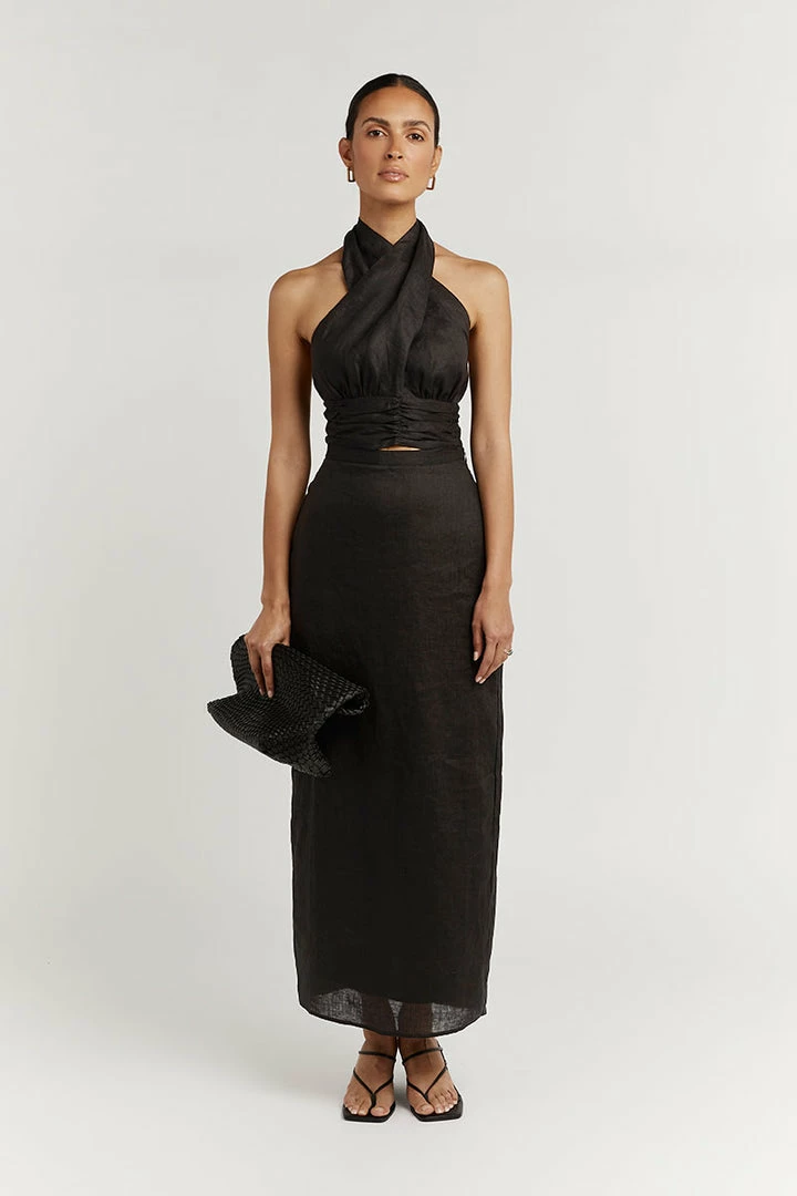 Best Pirce ⌛ DISSH Boutiques TOPS ESME BLACK LINEN CROP TOP ⭐ 1 DISSH Boutiques TOPS ESME BLACK LINEN CROP TOP