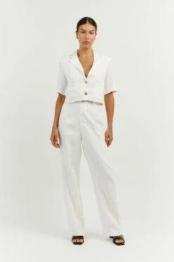 DISSH Boutiques CLOTHING LOGAN OFF WHITE LINEN CROPPED SHIRT