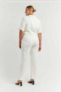 DISSH Boutiques CLOTHING LOGAN OFF WHITE LINEN CROPPED SHIRT