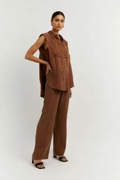 DISSH Boutiques SASHA TAN CUPRO SLEEVELESS SHIRT