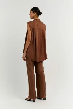DISSH Boutiques SASHA TAN CUPRO SLEEVELESS SHIRT