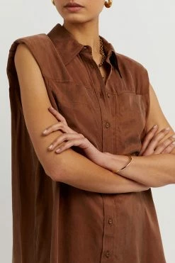 DISSH Boutiques SASHA TAN CUPRO SLEEVELESS SHIRT