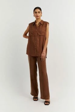 DISSH Boutiques SASHA TAN CUPRO SLEEVELESS SHIRT