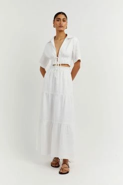 DISSH Boutiques MONTY WHITE LINEN CROPPED SHIRT