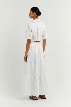 DISSH Boutiques MONTY WHITE LINEN CROPPED SHIRT