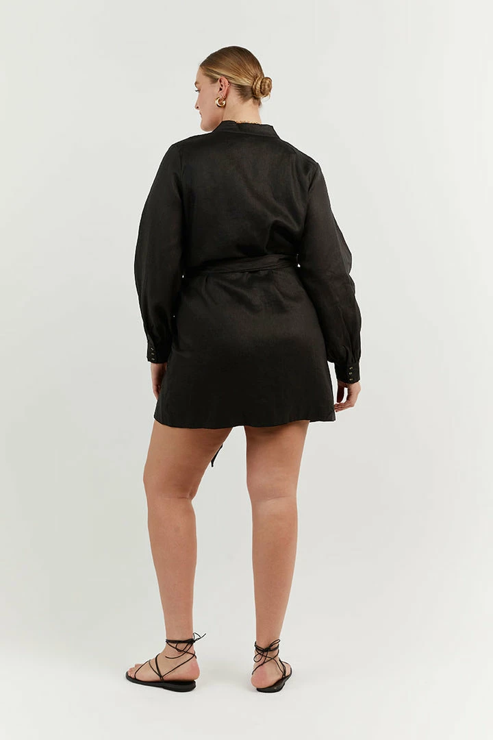 Cheapest ๐ DISSH Boutiques DALE BLACK LINEN MINI WRAP ๐ DRESS CLOTHING ๐ 6 DISSH Boutiques DALE BLACK LINEN MINI WRAP DRESS CLOTHING