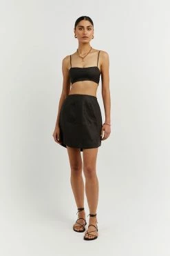 DISSH Boutiques VIENNA BLACK LINEN MINI SKIRT CLOTHING