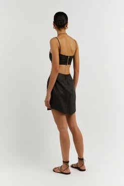 DISSH Boutiques VIENNA BLACK LINEN MINI SKIRT CLOTHING