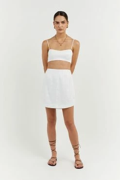 DISSH Boutiques VIENNA WHITE LINEN MINI SKIRT CLOTHING
