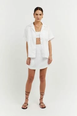 DISSH Boutiques VIENNA WHITE LINEN MINI SKIRT CLOTHING