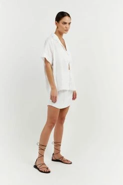 DISSH Boutiques VIENNA WHITE LINEN MINI SKIRT CLOTHING