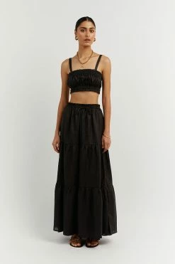 DISSH Boutiques CLOTHING BONNIE BLACK TIERED LONG SKIRT