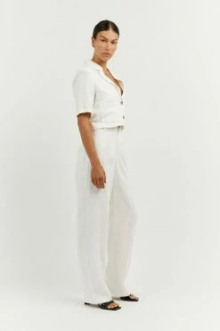 DISSH Boutiques LOGAN OFF WHITE LINEN PANT CLOTHING