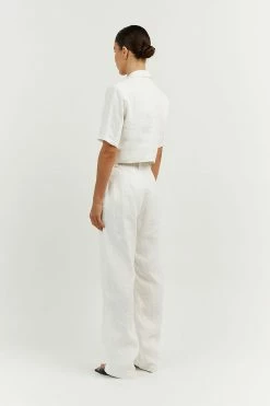 DISSH Boutiques LOGAN OFF WHITE LINEN PANT CLOTHING