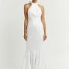 DISSH Boutiques DRESSES AISLE WHITE LINEN HIGH NECK DRESS