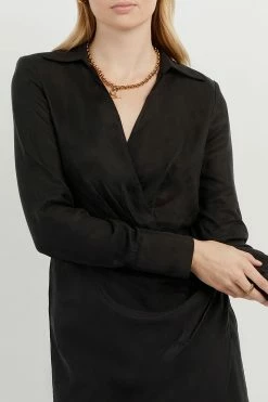 DISSH Boutiques SUNMOTION RUNWAY FALLON BLACK GATHERED MINI DRESS