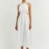 DISSH Boutiques BONNIE WHITE LINEN MIDI DRESS CLOTHING