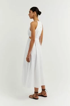 DISSH Boutiques BONNIE WHITE LINEN MIDI DRESS CLOTHING