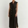 DISSH Boutiques LOGAN BLACK LINEN MIDI DRESS