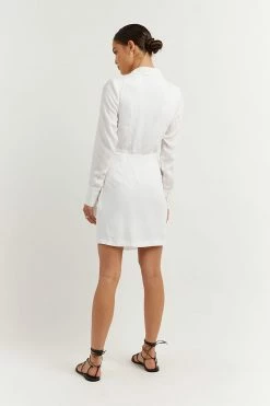 DISSH Boutiques CLOTHING SASHA WHITE WRAP MINI DRESS