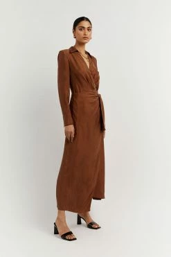 DISSH Boutiques SASHA TAN WRAP MIDI DRESS
