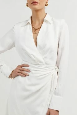 DISSH Boutiques SASHA WHITE WRAP MIDI DRESS CLOTHING