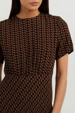 DISSH Boutiques FAME BLACK CHOC GEO MIDI DRESS