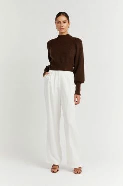 DISSH Boutiques AIDA CHOCOLATE CROPPED KNIT JUMPER