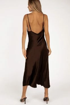 DISSH Boutiques CHARLIE CHOCOLATE SATIN MIDI DRESS
