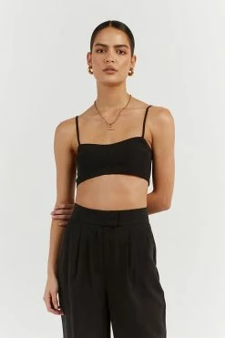 DISSH Boutiques KARLA BLACK LINEN BLEND CROP