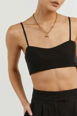 DISSH Boutiques KARLA BLACK LINEN BLEND CROP
