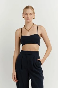DISSH Boutiques KARLA NAVY LINEN BLEND CROP CLOTHING