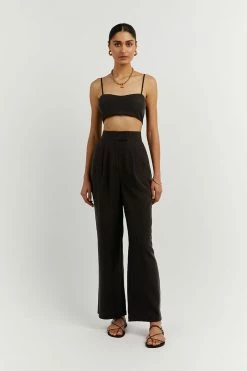 DISSH Boutiques KARLA BLACK LINEN BLEND PANT CLOTHING