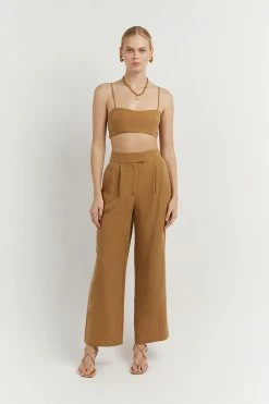 DISSH Boutiques CLOTHING KARLA CAMEL LINEN BLEND PANT