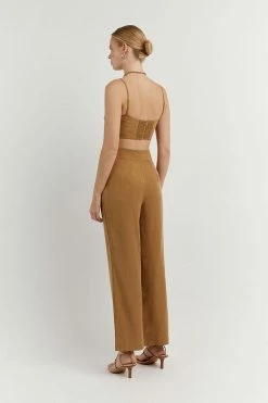 DISSH Boutiques CLOTHING KARLA CAMEL LINEN BLEND PANT