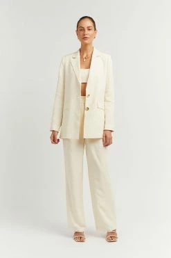DISSH Boutiques CLOTHING KARLA OFF WHITE LINEN BLEND PANT