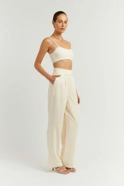 DISSH Boutiques CLOTHING KARLA OFF WHITE LINEN BLEND PANT