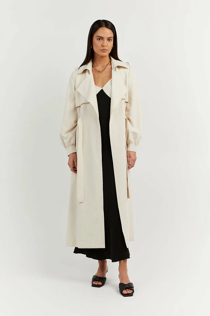New ๐ SENSO CLOTHING SERENA STONE GATHERED TRENCH ๐ 2 SENSO CLOTHING SERENA STONE GATHERED TRENCH