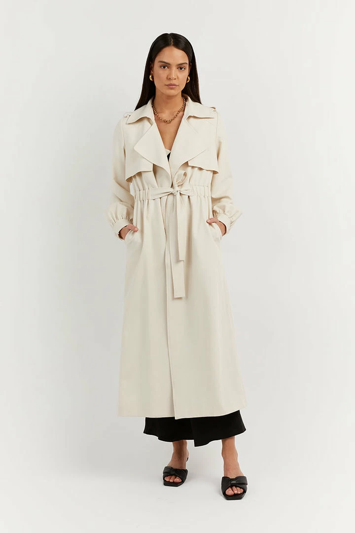 New ๐ SENSO CLOTHING SERENA STONE GATHERED TRENCH ๐ 3 SENSO CLOTHING SERENA STONE GATHERED TRENCH