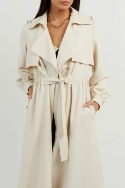 New ๐ SENSO CLOTHING SERENA STONE GATHERED TRENCH ๐ 11 SENSO CLOTHING SERENA STONE GATHERED TRENCH
