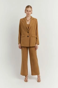 DISSH Boutiques KARLA CAMEL LINEN BLEND BLAZER CLOTHING
